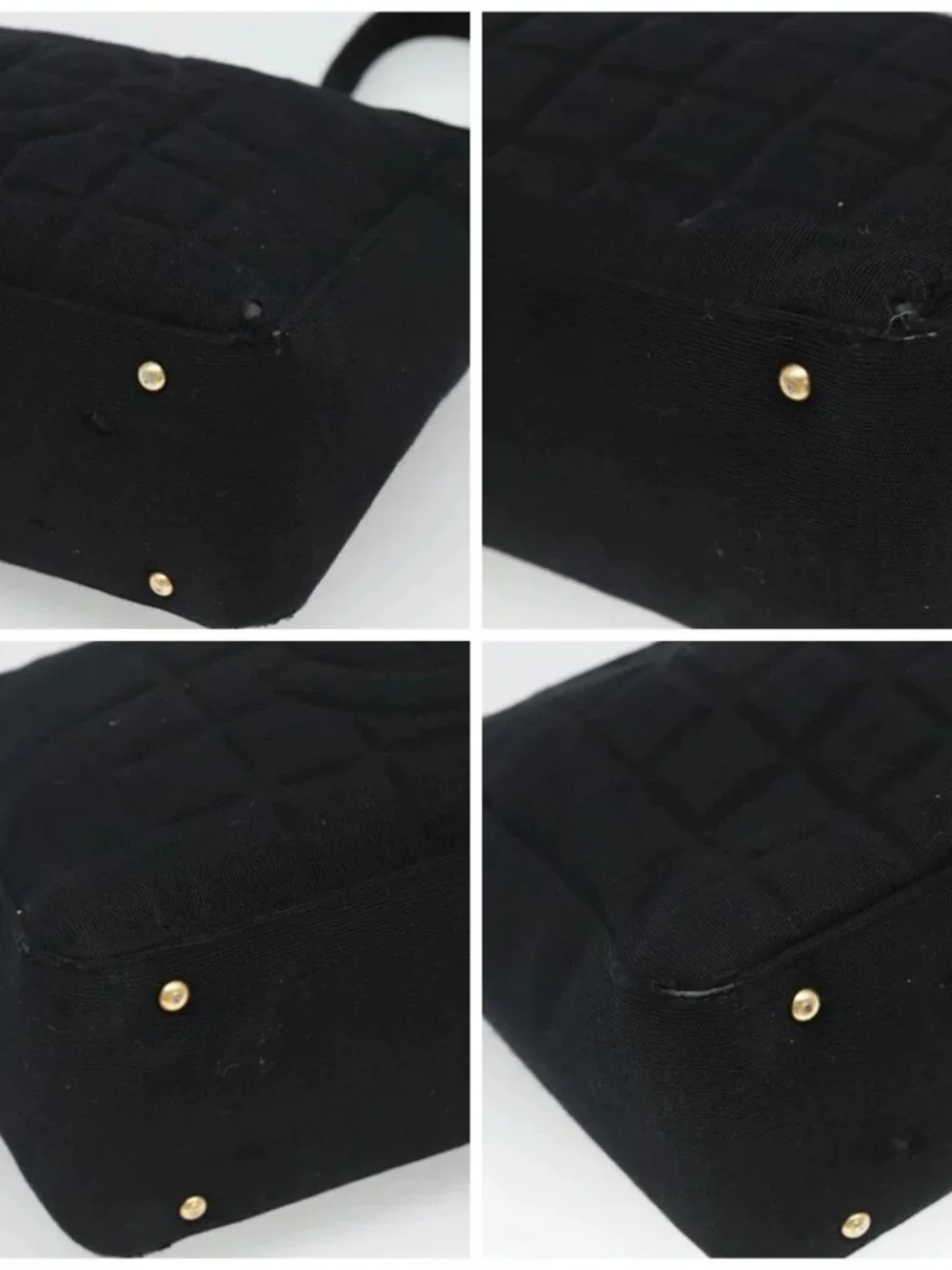 CHANEL Choco Bar line Shoulder Bag Canvas Black CC Auth BA034